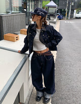 ポーズノーカラーノンフェードデニムジャケット