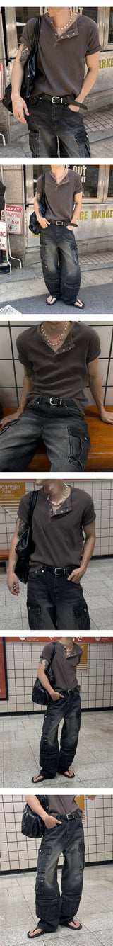 [S/S] Pigment crop muscle henry neck t-shirts(4color)
