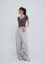 Front pocket balloon nylon pants