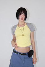 OVERLAP HALTER TEE