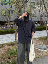 Rust balloon denim pants