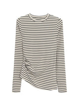 サイドシャーリングストライプ長袖Tシャツ