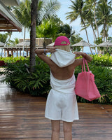 フード付き バックレス ジップアップ＆ショーツ ツーピースセット
