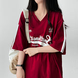 Tトラックライン Vネック半袖Tシャツ