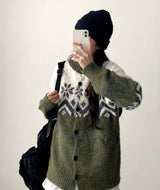 Denby snowflake Nordic button knit cardigan