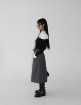 shoulder unbalanced ribbed cardigan