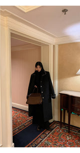 Half Turtleneck Black Flared Long Dress