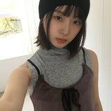 クンツウールアンゴラインナータートルネックノースリーブ