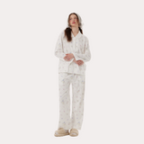 Cupid Print Knit Pajama Set – Light Blue Long Sleeve & Pants | Ultra-Soft Anti-Wrinkle Sleepwear