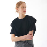 カッティングラインフリルTシャツ BLACK