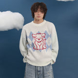 Drawing Puppy Argyle Knit