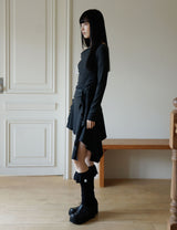 RUFFLE LONG SOCKS(BLACK)