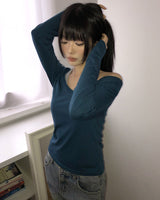 Eve Halter Layered Long-Sleeve T-Shirt