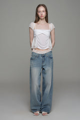 Pure bloom drape top, White