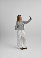 [MADE] Vito Stripe Boat-Neck Crop Long Sleeve T-shirt