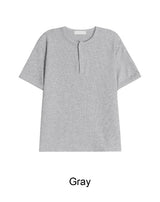 Lowden Slim Ribbed Henley Neck Short Sleeve Tee