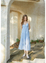 Blanc Halter Dress Blue