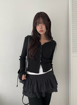 ランピーリブラウンドスリムフィットロングスリーブカーディガン