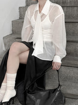 Lucy Tie See-Through Blouse