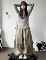 ヒタバルーンカーブコットンロングパンツ3カラー