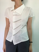 Unbalanced draping blouse (2color)