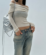 (SOFT-FIT/FALL EFFORTLESS CHIC) ソフトロングスリムボディシャーピングオフショルダーニット