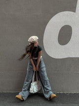 [U-DENIM/Planning Products] Summer Pintuck Wide Cargo Denim Pants