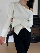 Unbalance slit button knit(3color)