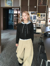 ベアリー カラーブロック クロップフーディー（2色）
