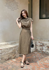 26SS★ Forven Hanek Wrinkle Banding Wrap Long One Piece