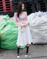 WRINKLE MESH CARDIGAN PINK