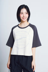 サイクルプリントラグラン ½Tシャツ (charcoal/ivory)