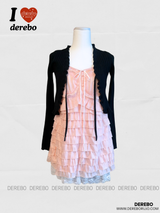 ピーチシフォンフリルレースドレス(cardigan set)