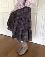 Dian Check Tiered Midi Skirt
