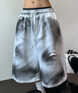 Space Side Lettering Distressed Bermuda Shorts 3color