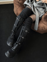 Vintage steel suede long boots