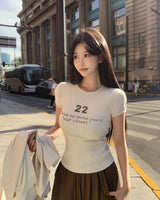 [MADE/7color] タイニーリブレタリング半袖Tシャツ