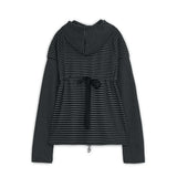 Stripe babydoll hoodie zip-up (Charcoal)