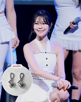 [fromis_9 Jiheon Earrings] デイリーリボン&モダンハートピアス - シルバーカラー