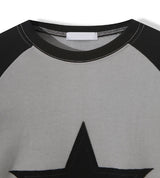 Applique star patch raglan long sleeves