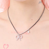 リボンティアネックレス (White/Black)