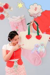 チェリーオントップトートバッグ (ブルー)