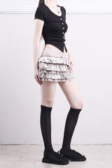 Lucent shirring button crop tee