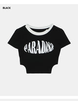 パラダイスサイドカッティングクロップドTシャツ