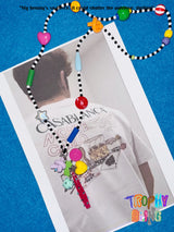 Colourful mixed beads long chain necklace
