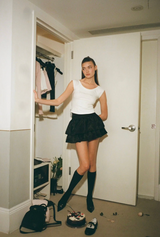 tht rib knee socks - black   