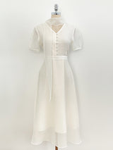 Hanin V-neck Chiffon Tie Short Sleeve Long One Piece