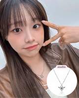 [チョ・ユリ, チュウ Necklace] エンジェリックハートロックレイヤードネックレス - Silver Color