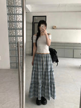 Checkered Long Skirt (2color)