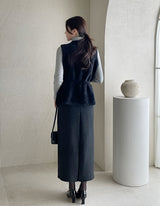 Shua Mink Smoke Peplum Knit Vest